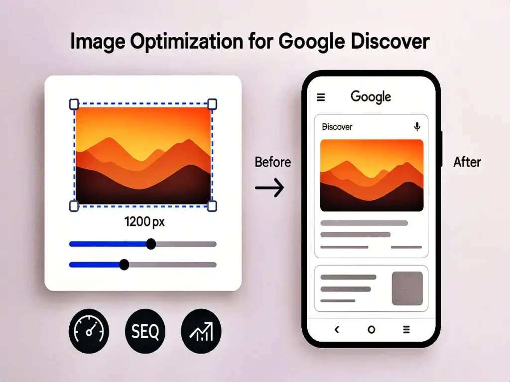 Google Discover Image Resizer: 1 Proven Ways to Boost Reach 1 Google Discover image resizer optimizing images to 1200px size for better visibility and performance in the Google Discover feed