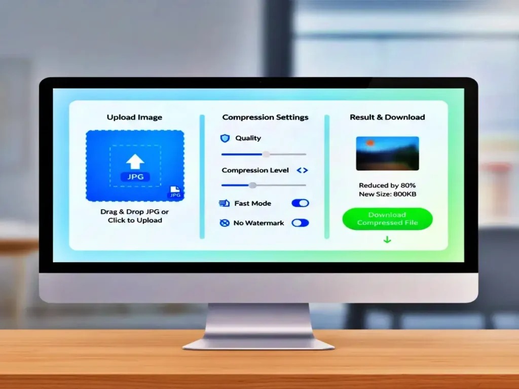 Compress JPG images in 2026: Fast, Powerful & Lossless 1 compress-jpg-image-tool-interface